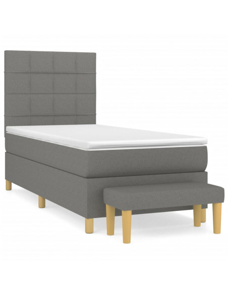 Giroletto a Molle con Materasso Grigio Scuro 90x200 cm Tessuto