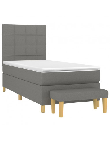 Giroletto a Molle con Materasso Grigio Scuro 90x200 cm Tessuto