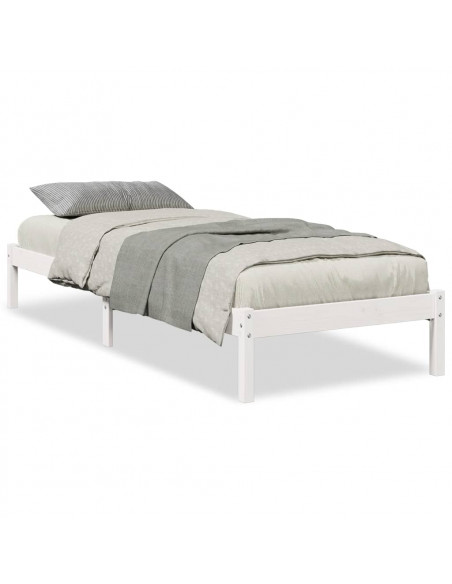 Letto Extra Lungo senza Materasso Bianco 90x220 cm in Pino