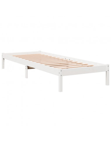 Letto Extra Lungo senza Materasso Bianco 90x220 cm in Pino