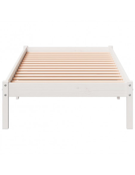 Letto Extra Lungo senza Materasso Bianco 90x220 cm in Pino