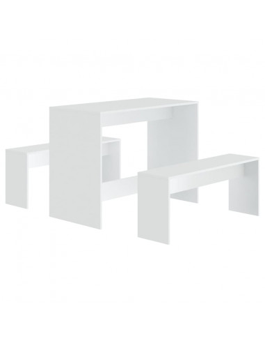 Set da Pranzo 3 pz Bianco in Legno Multistrato