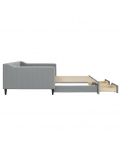Divano Letto Estraibile Cassetti Grigio Chiaro 100x200 Tessuto 2