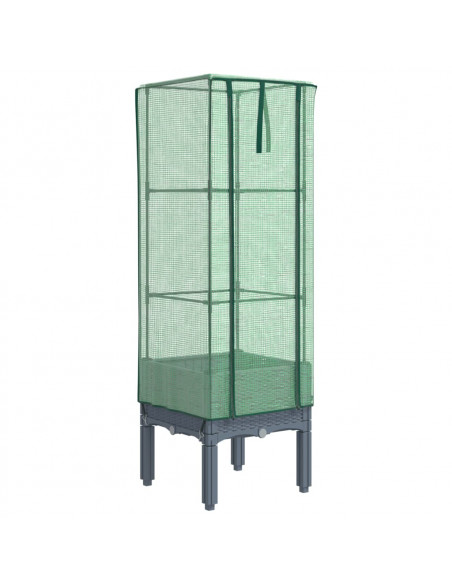 Letto Rialzato con Copertura Serra Effetto Rattan 40x40x140 cm