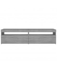 Mobile Porta TV con Luci LED 2pz Grigio Sonoma 75x35x40 cm 2