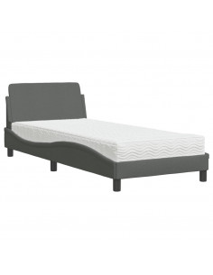 Letto con Materasso Grigio Scuro 80x200 cm in Tessuto 2