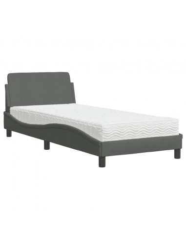 Letto con Materasso Grigio Scuro 80x200 cm in Tessuto