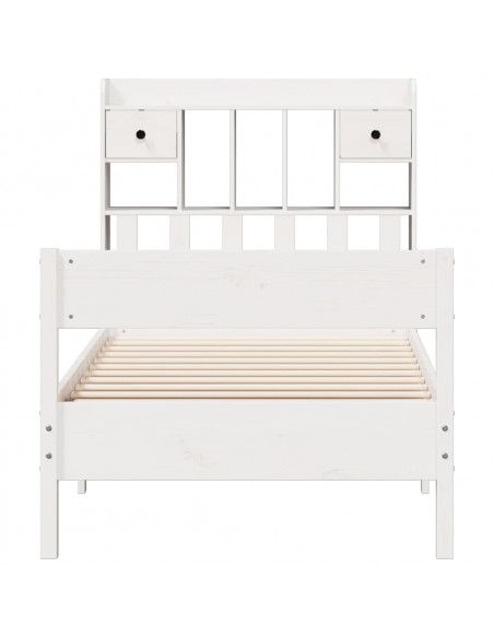 Letto Libreria senza Materasso Bianco 100x200 cm Legno di Pino