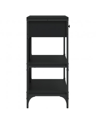 Tavolino Consolle con Cassetti e Ripiani Nero Legno Multistrato