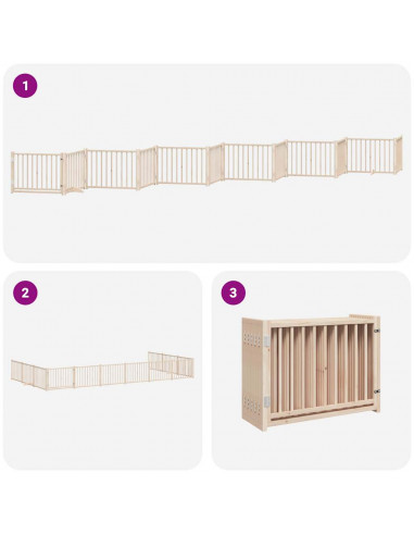 Cancello per Cani Porta Pieghevole 12 Pannelli 960 cm in Pioppo