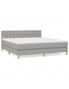 Giroletto a Molle con Materasso Grigio Chiaro160x200 cm Tessuto 2