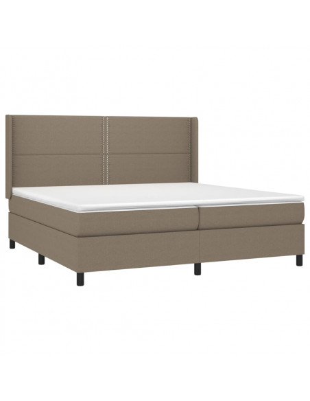 Letto a Molle Materasso e LED tortora 200x200cm in Tessuto