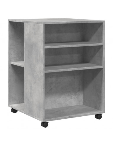 Tavolino con Ruote Grigio Cemento 55x60x78 cm in Truciolato