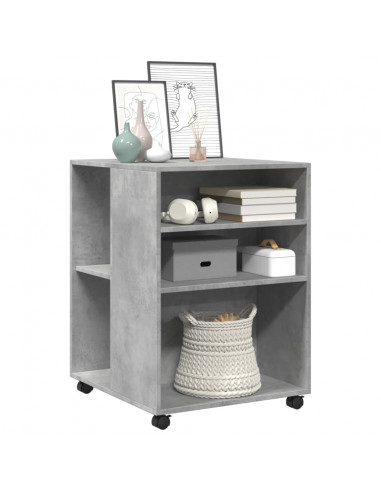 Tavolino con Ruote Grigio Cemento 55x60x78 cm in Truciolato