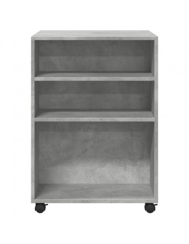 Tavolino con Ruote Grigio Cemento 55x60x78 cm in Truciolato