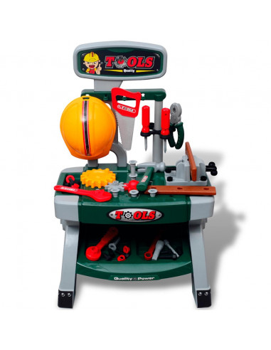 Gioco per Bambini Banco da Lavoro con Attrezzi Verde e Grigio