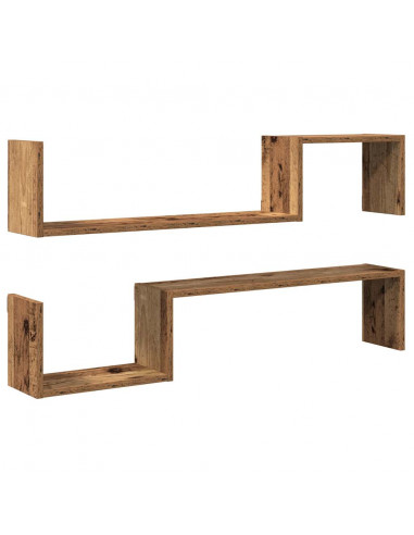 Scaffali da Parete 2 pz Legno Antico 100x15x20 cm Multistrato