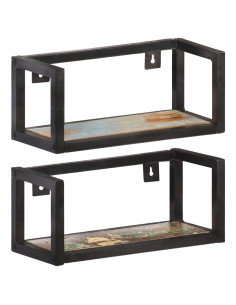 Mensole a Muro 2 pz 40 cm in Legno Massello di Recupero 2