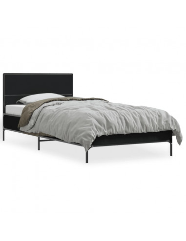 Giroletto Nero 75x190 cm in Legno Multistrato e Metallo