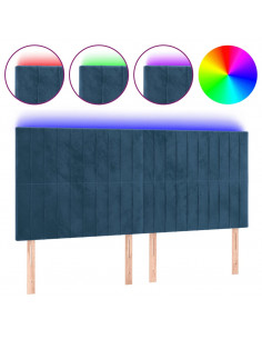Testiera a LED Blu Scuro 160x5x118/128 cm in Velluto 2