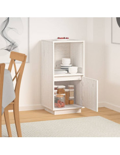 Credenza Bianca 38x35x80 cm in Legno Massello di Pino 2