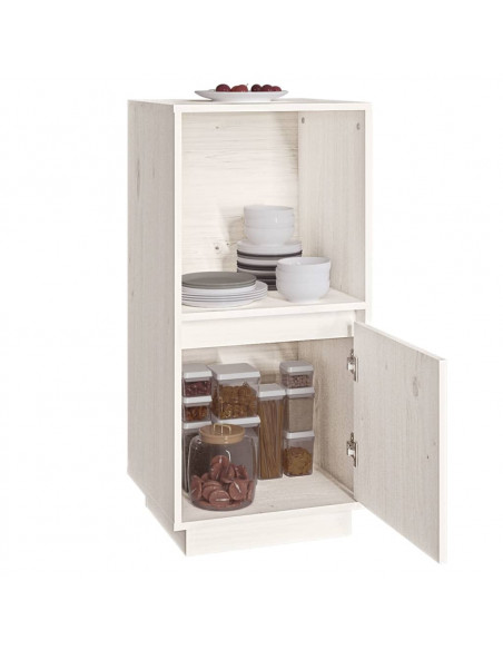 Credenza Bianca 38x35x80 cm in Legno Massello di Pino
