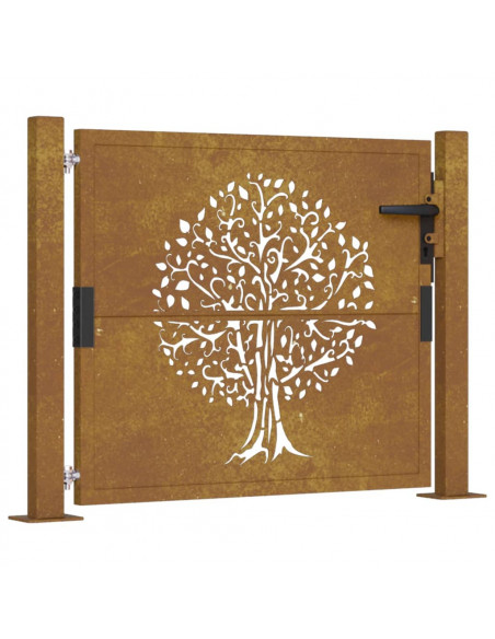 Cancello da Giardino 105x105 cm in Acciaio Corten Design Albero