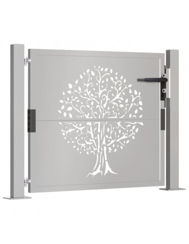 Cancello da Giardino 105x105 cm in Acciaio Corten Design Albero