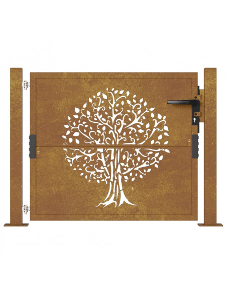 Cancello da Giardino 105x105 cm in Acciaio Corten Design Albero