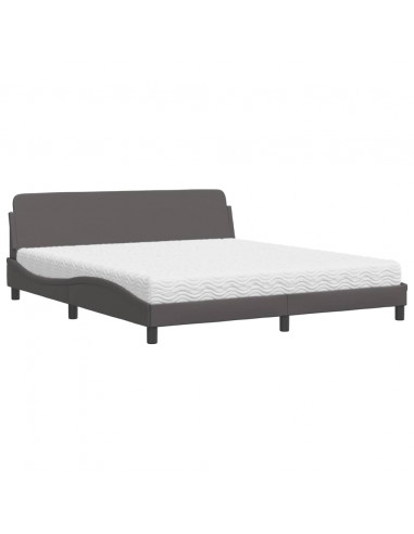 Letto con Materasso Grigio 180x200 cm in Similpelle