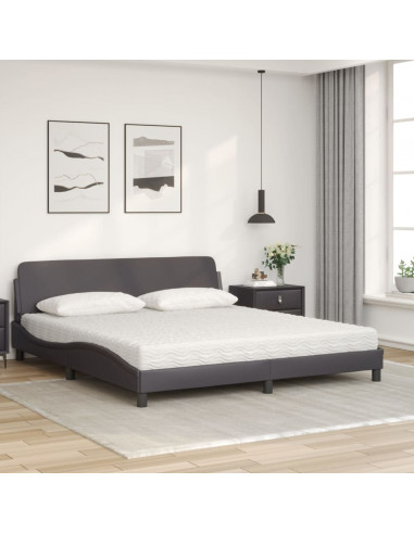Letto con Materasso Grigio 180x200 cm in Similpelle
