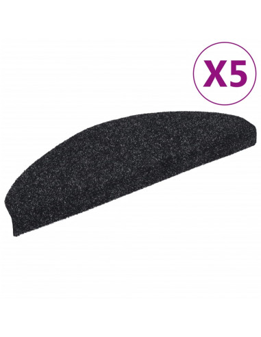 Tappetini per Scale Adesivi 5 pz 65x21x4 cm Neri Agugliati