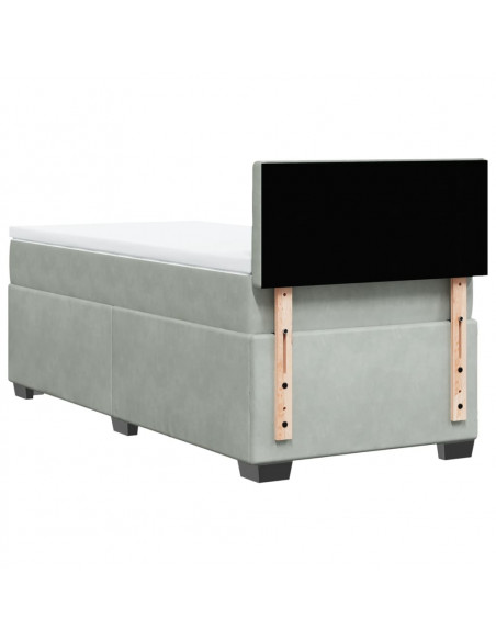 Giroletto a Molle con Materasso Grigio Chiaro 90x190 cm Velluto