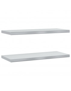 Mensole a Muro 2 pz 75x30x3 cm Argento in Acciaio Inossidabile 2