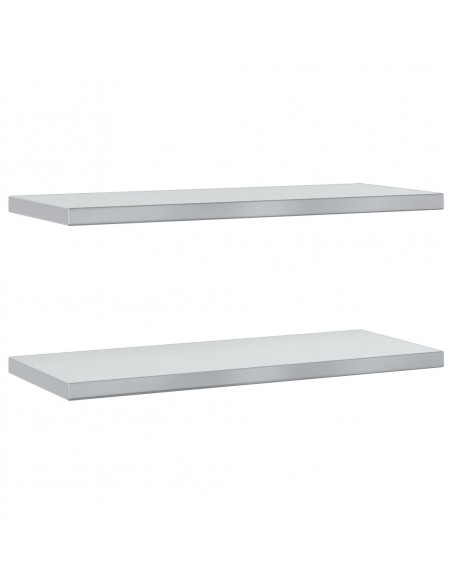 Mensole a Muro 2 pz 75x30x3 cm Argento in Acciaio Inossidabile