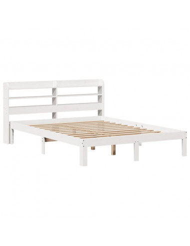 Giroletto con Testiera Bianco 150x200 cm Legno Massello di Pino