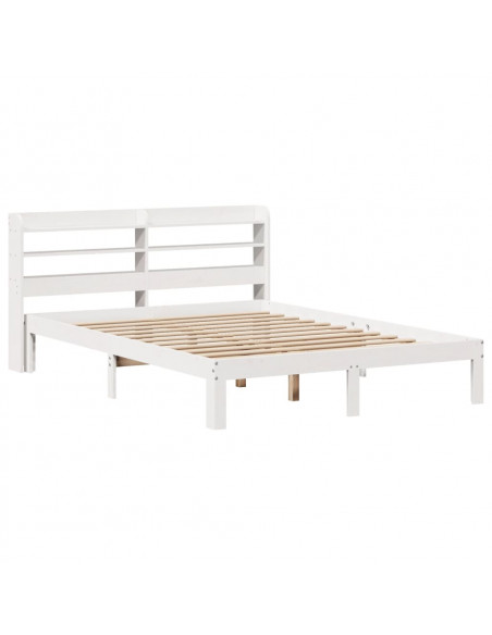 Giroletto con Testiera Bianco 150x200 cm Legno Massello di Pino