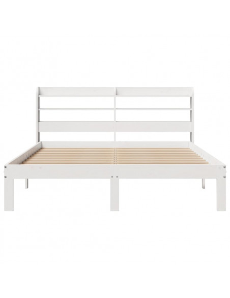 Giroletto con Testiera Bianco 150x200 cm Legno Massello di Pino