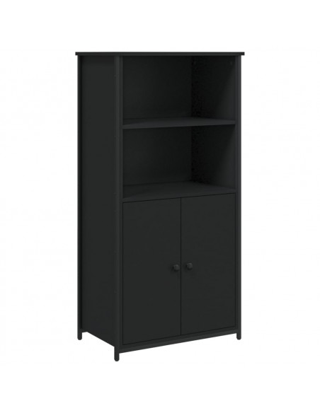Credenza Nera 62x36x121,5 cm in Legno Multistrato