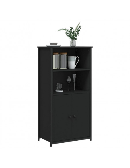 Credenza Nera 62x36x121,5 cm in Legno Multistrato