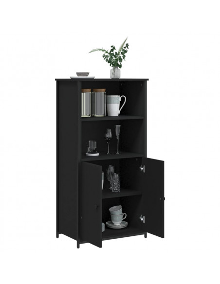 Credenza Nera 62x36x121,5 cm in Legno Multistrato