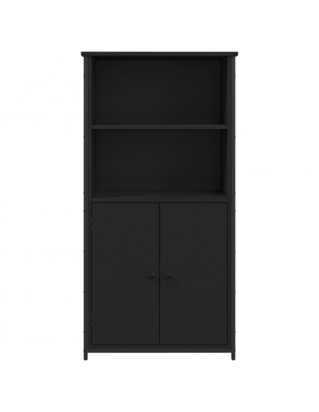 Credenza Nera 62x36x121,5 cm in Legno Multistrato