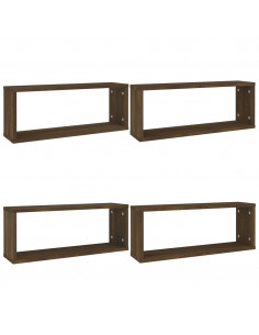 Mensole Cubo Muro 4pz Rovere Marrone 60x15x23 cm in Multistrato 2