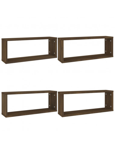 Mensole Cubo Muro 4pz Rovere Marrone 60x15x23 cm in Multistrato