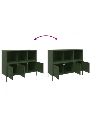 Credenza Verde Oliva 100,5x39x79cm in Acciaio Laminato a Freddo
