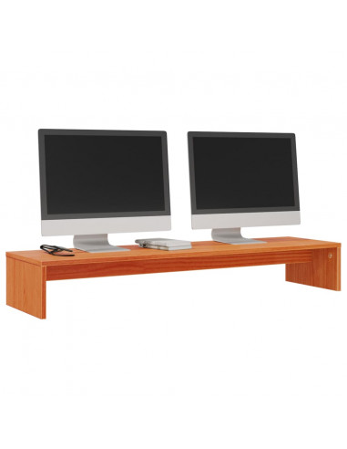 Supporto Monitor Marrone Cera 100x27x15 cm Legno Massello Pino