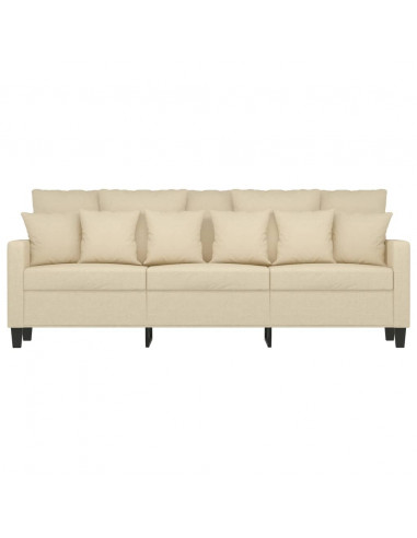 Divano a 3 Posti Crema 180 cm in Tessuto