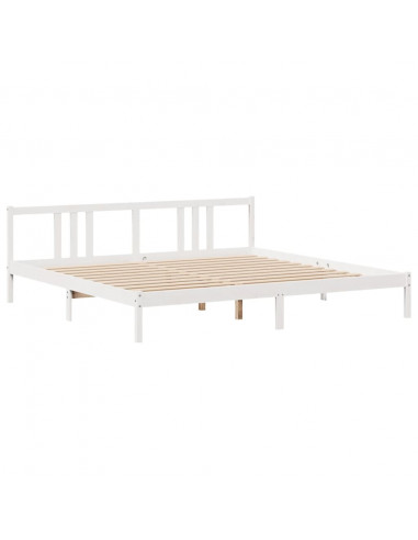 Giroletto con Testiera Bianco 200x200 cm Legno Massello di Pino