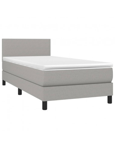 Letto a Molle Materasso e LED Grigio Chiaro 100x200 cm Tessuto