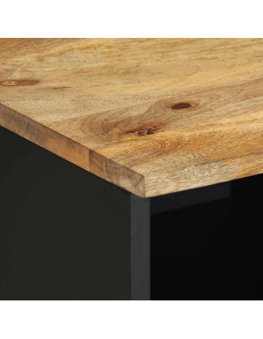 Mobile Porta TV Nero 80x33,5x46 cm Legno Massello Mango Grezzo